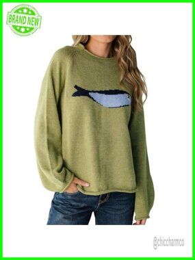Oversized Roll Neck Animal Graphic Chunky Knit Pullover Sweater